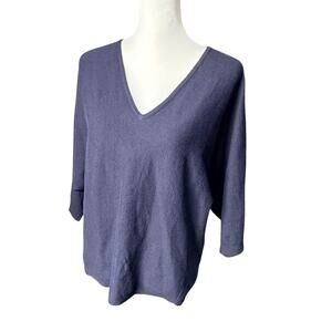 J.Jill Blue V-neck 3/4 Sleeve Sweater Petite Medium
